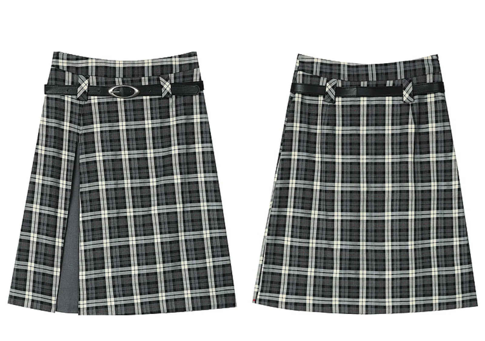 Gray Plaid A-Line Skirt