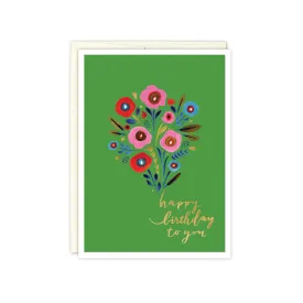 Green Bouquet Birthday Card