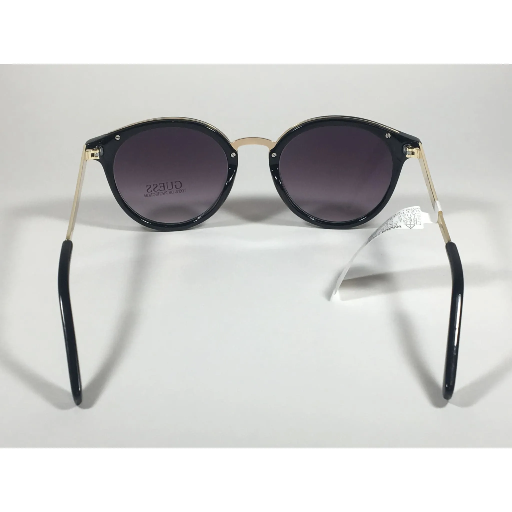 Guess Round Sunglasses GF0305 01C Black Gloss Gold Frame Gray Purple Smoke Gradient Lens
