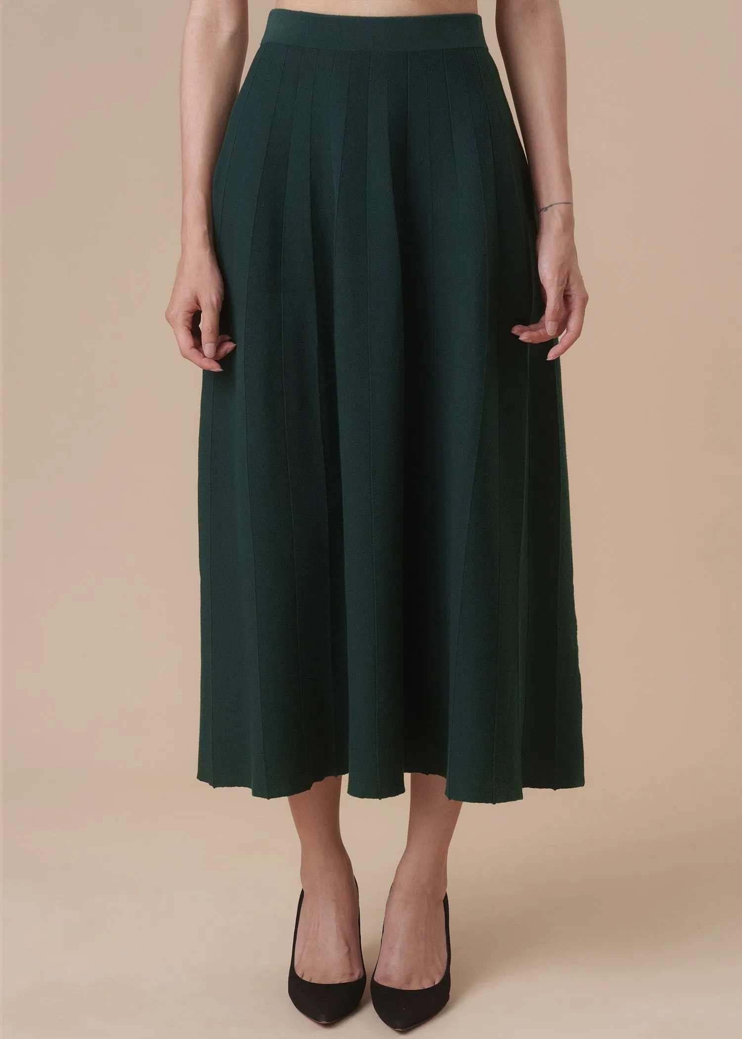 Halter Knitted Qipao Co-ord Set (Forest Green)