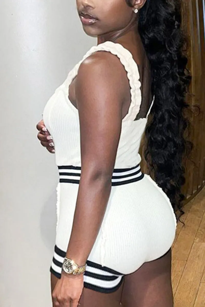 JD1010 Ribbed Cami Romper