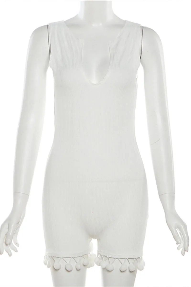 JF652 Plunging Backless Cutout Romper
