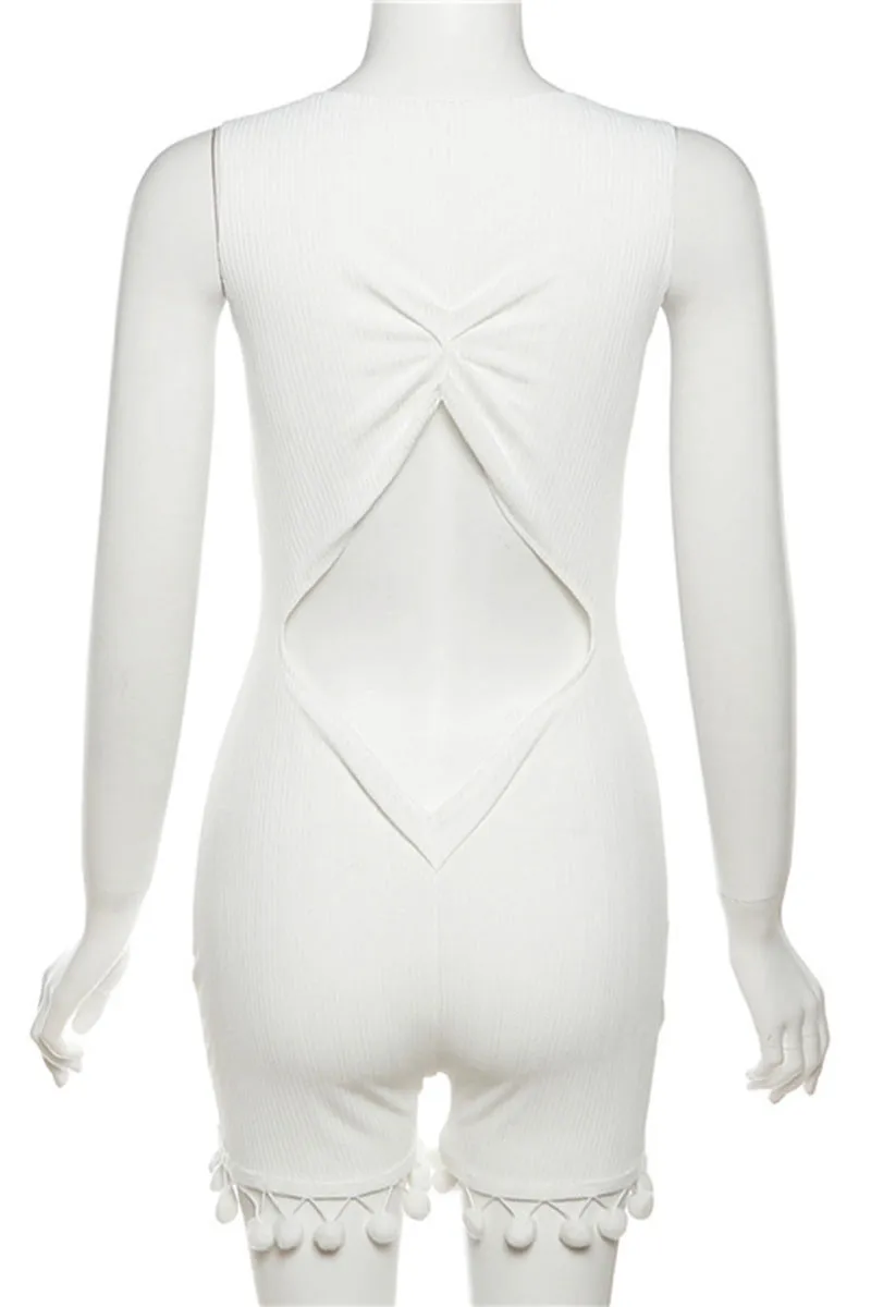 JF652 Plunging Backless Cutout Romper