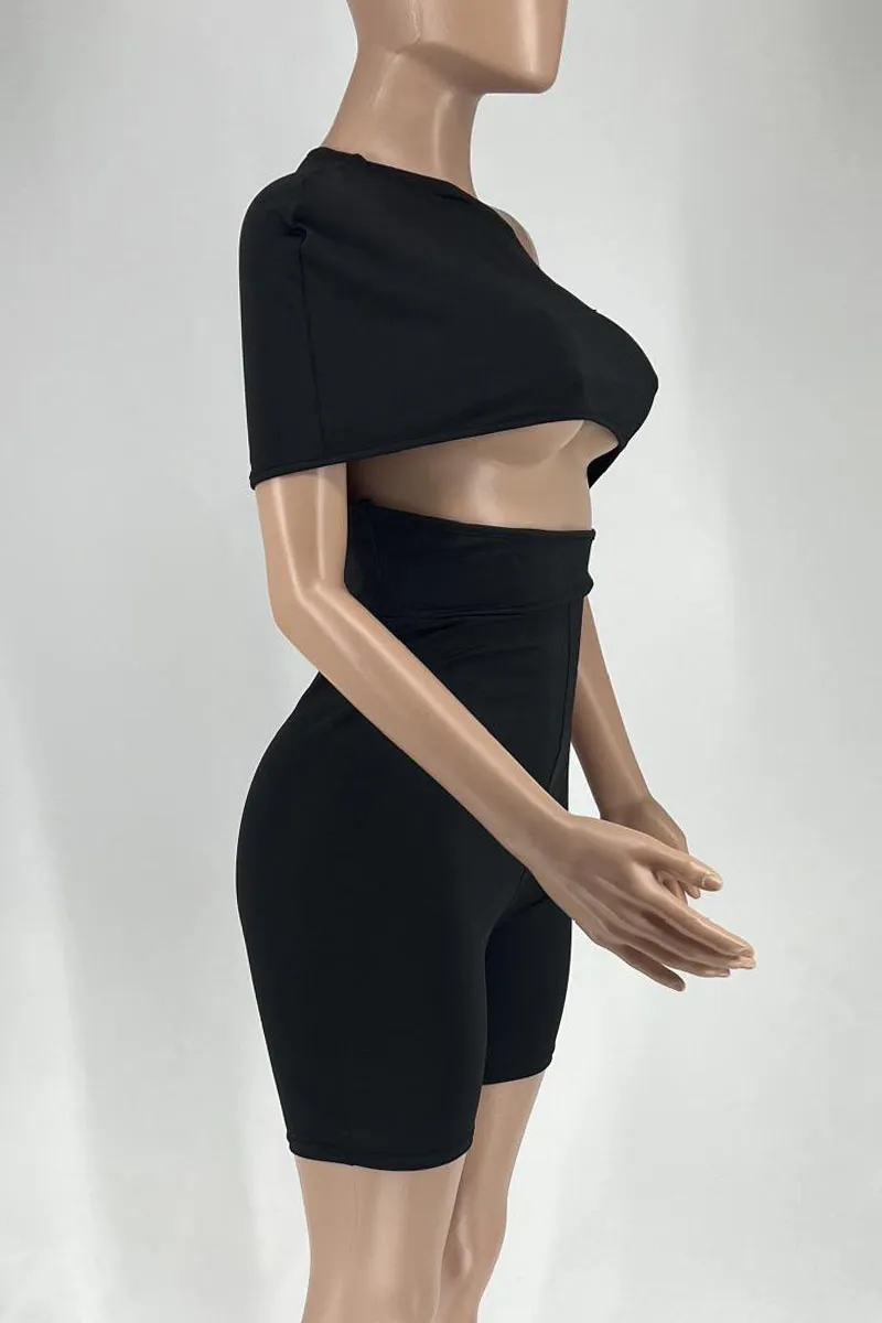 JL671 Cut Out Solid Color Romper