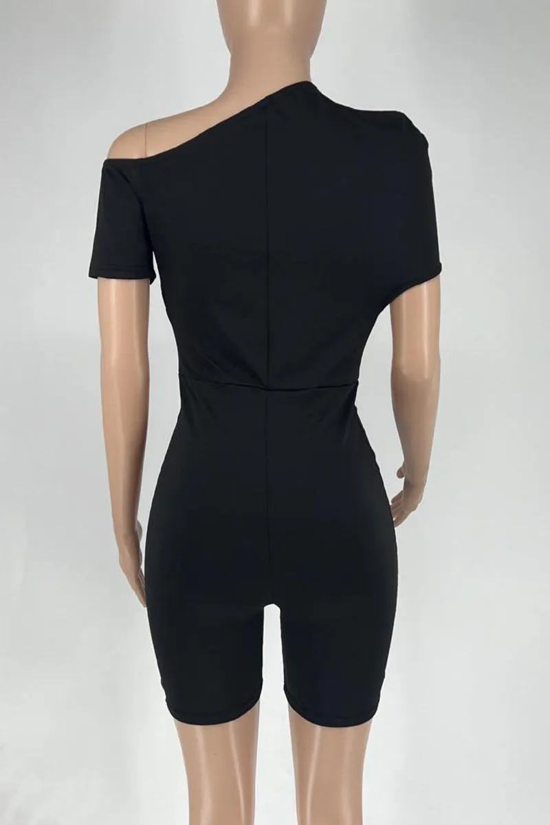 JL671 Cut Out Solid Color Romper