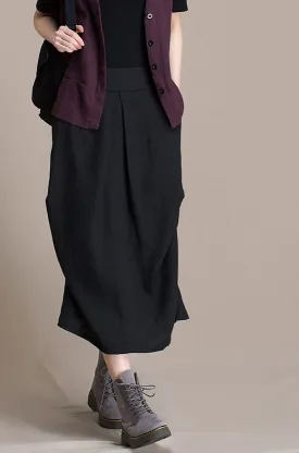 Maxi linen A-line autumn skirt J084-6