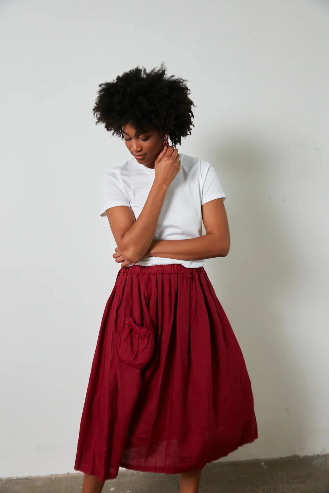 Montaigne Gathered full skirt with front pocket