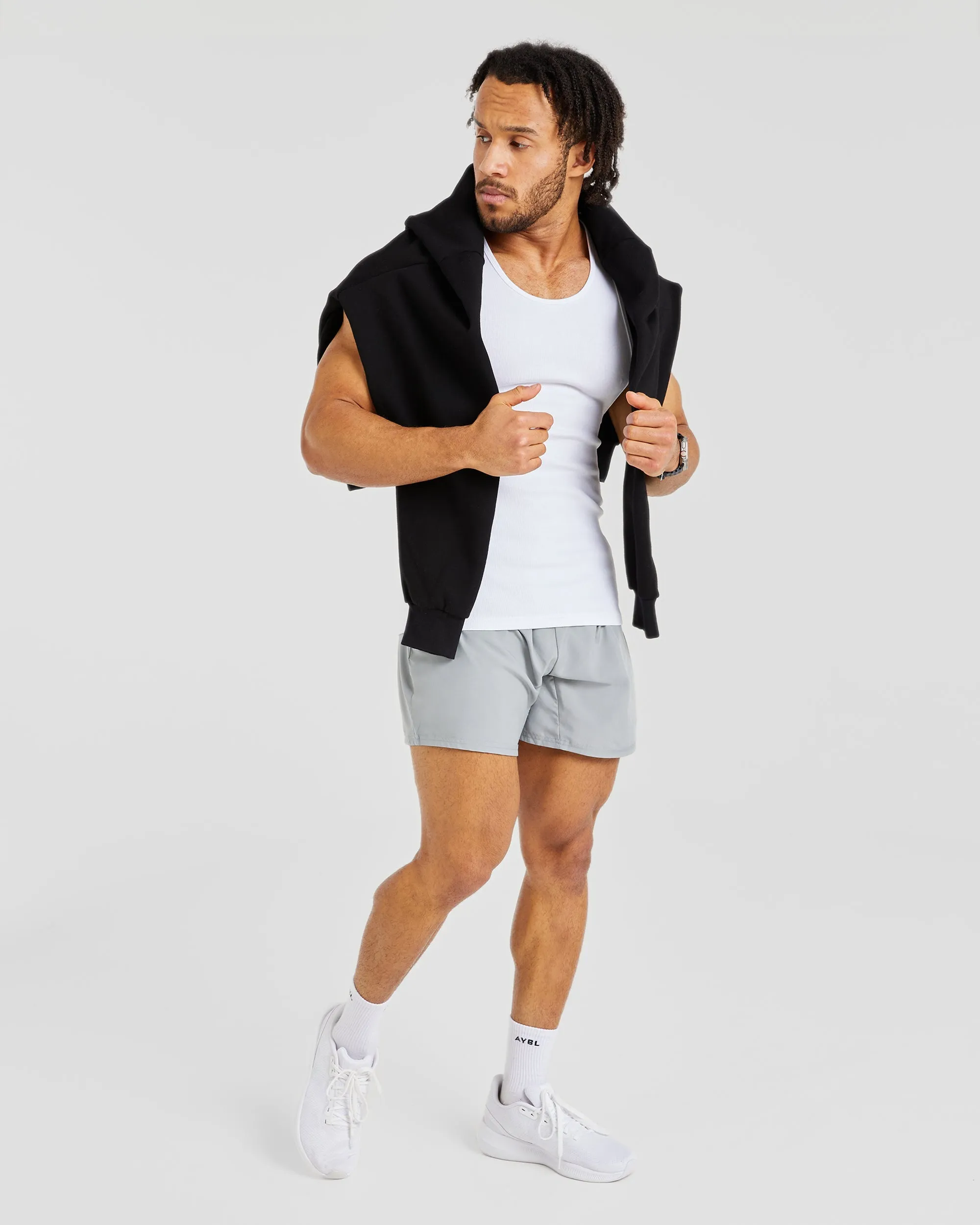 Muscle Ribbed Tank - White