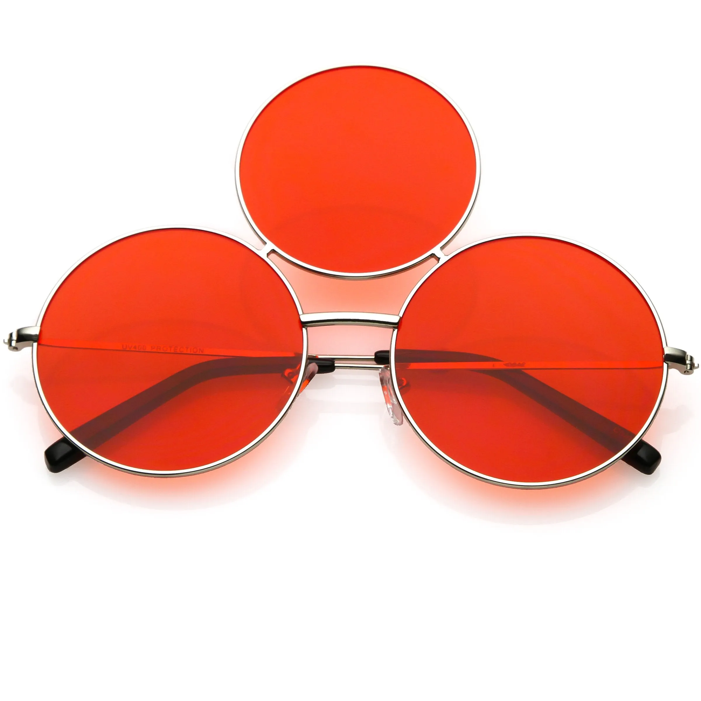 Novelty Oversize Round Triple Circle Color Tone Sunglasses C715