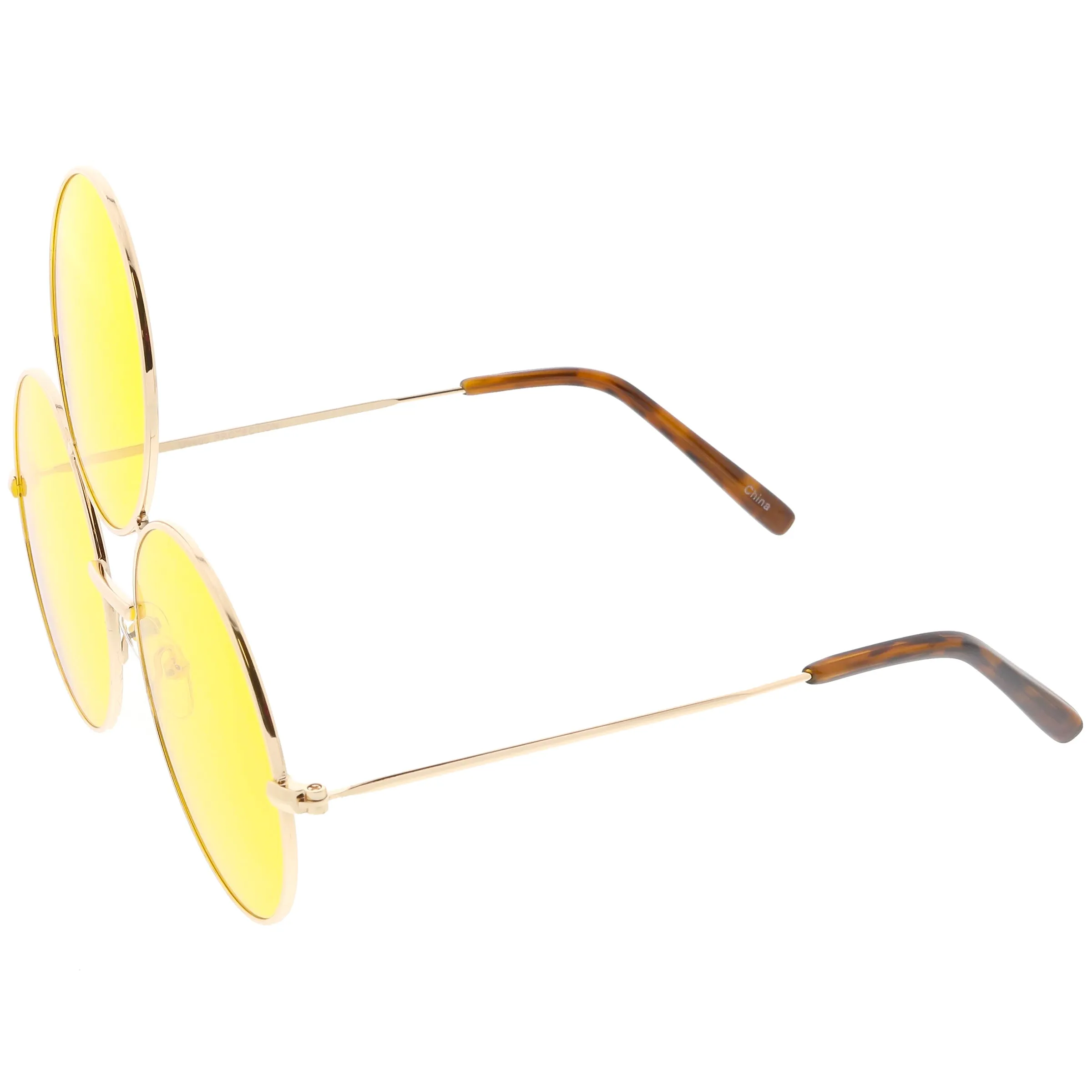 Novelty Oversize Round Triple Circle Color Tone Sunglasses C715