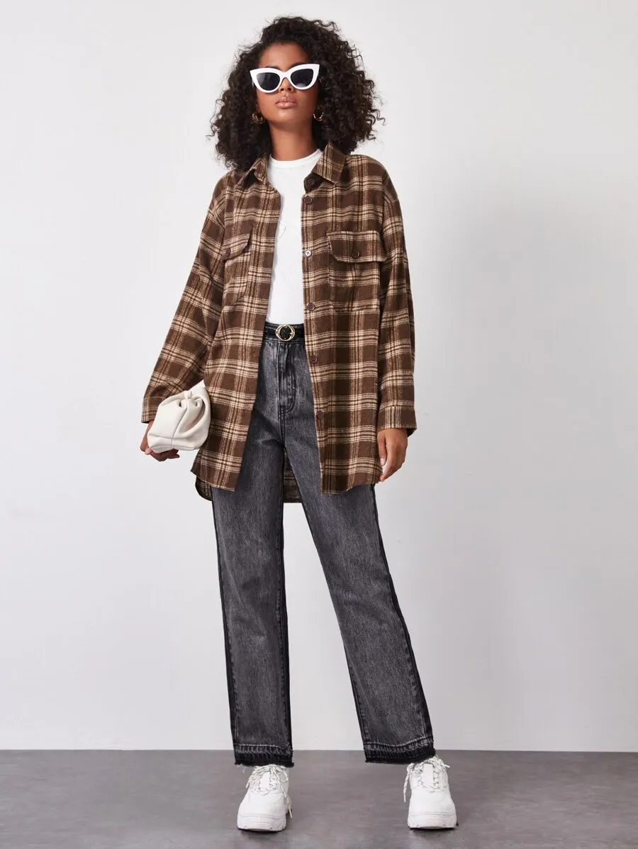 Oversized Plaid Button-up