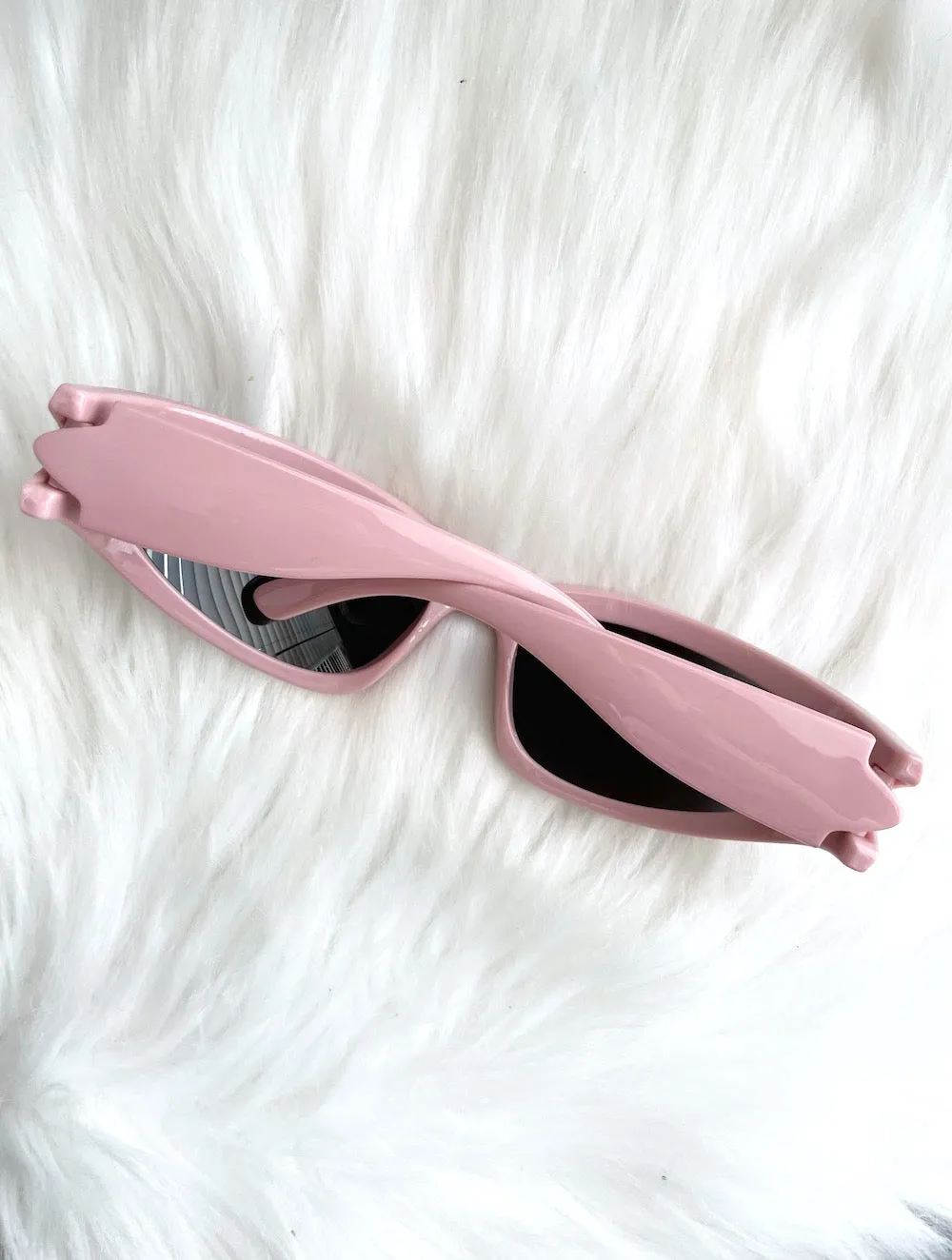Pink and Black Y2K Style Wraparound Sunglasses