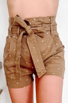Polka Dot Beauty Dotted Paperbag Waist Shorts (Brown)