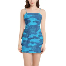 Roaring Times Sleeveless Square Neckline Spaghetti Strap Mini Dress