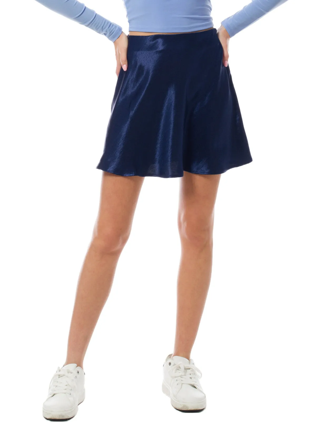 Satin A Line Mini Slip Skater Skirt