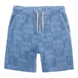 SMILEY FACE CHECKERED TERRY RESORT SHORTS