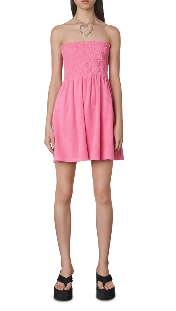 Strapless Terrycloth Mini Dress
