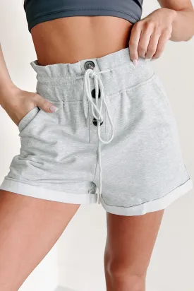 Taking Trips Paperbag Waist Lounge Shorts (Heather Grey)