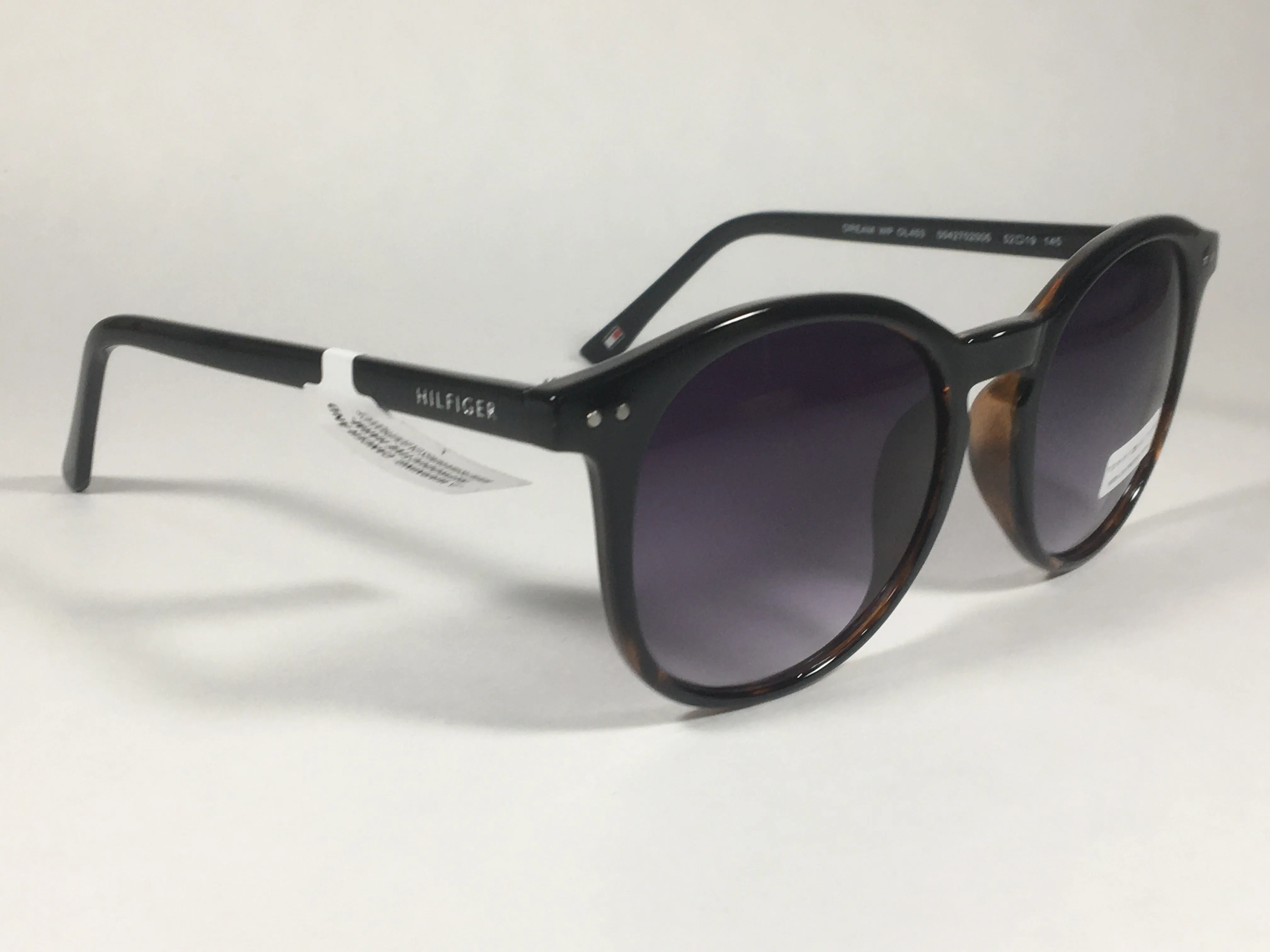Tommy Hilfiger Dream WP OL453 Round Keyhole Sunglasses Black Tortoise Frame Gray Gradient Lens