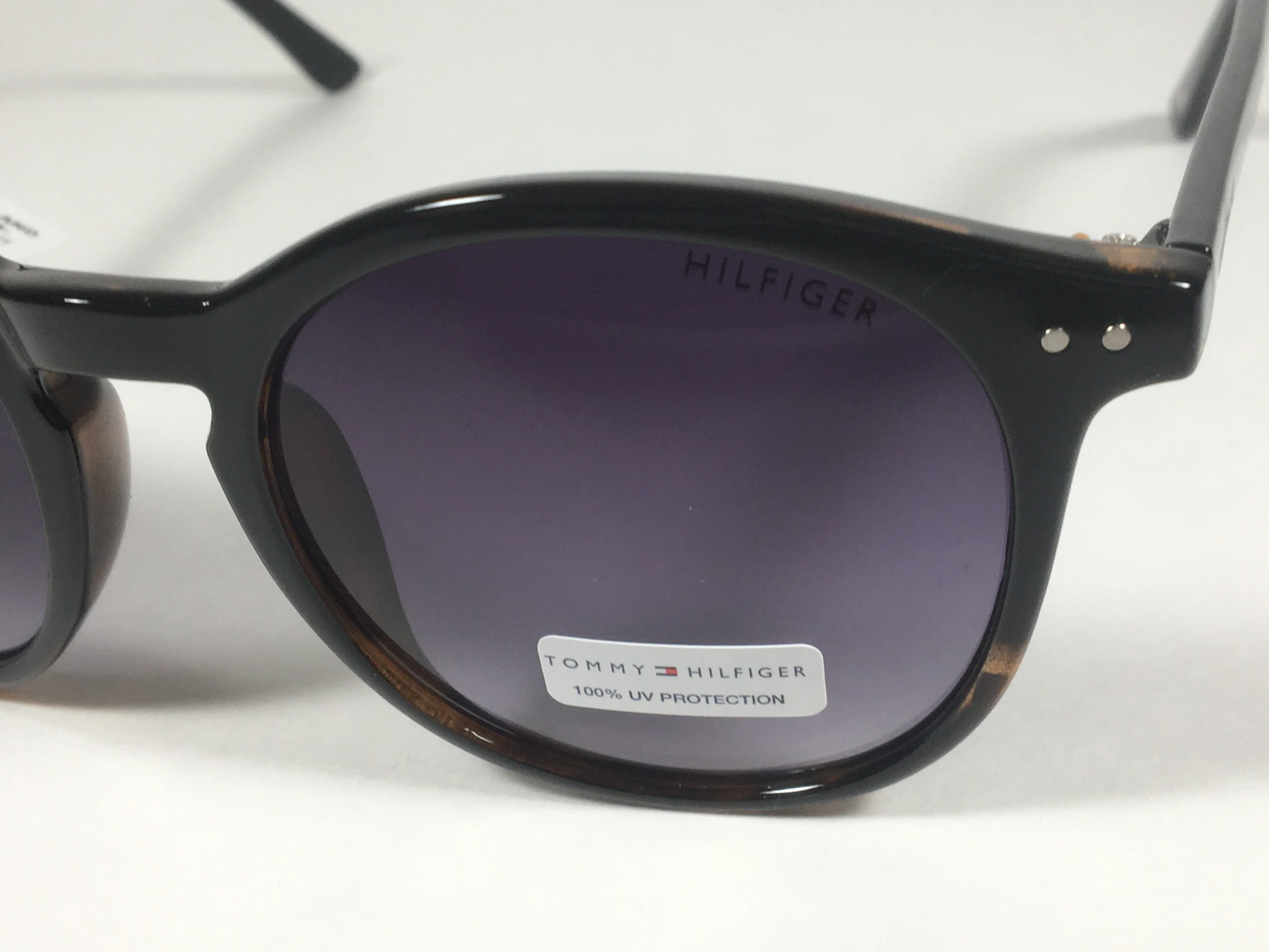 Tommy Hilfiger Dream WP OL453 Round Keyhole Sunglasses Black Tortoise Frame Gray Gradient Lens