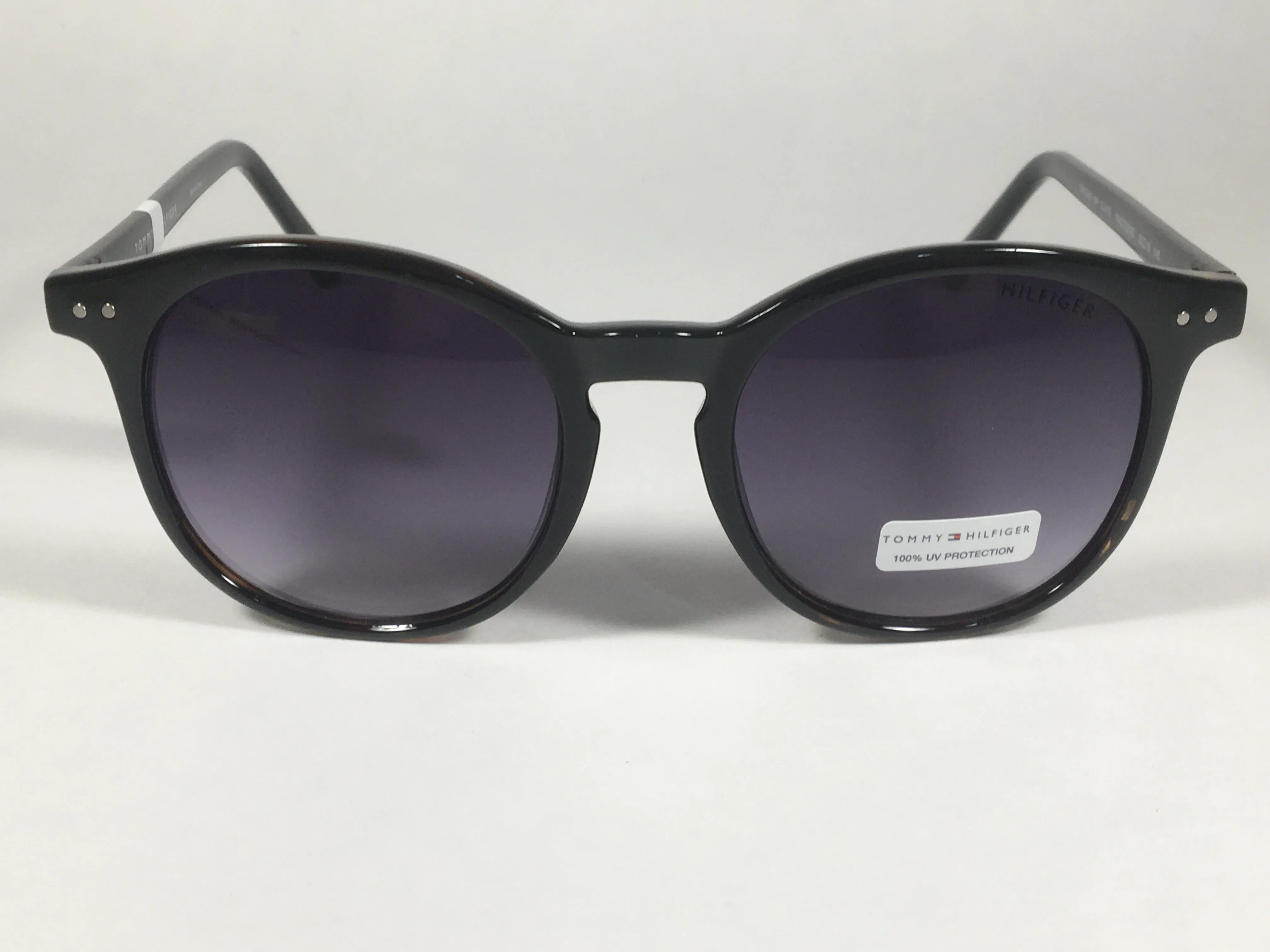 Tommy Hilfiger Dream WP OL453 Round Keyhole Sunglasses Black Tortoise Frame Gray Gradient Lens