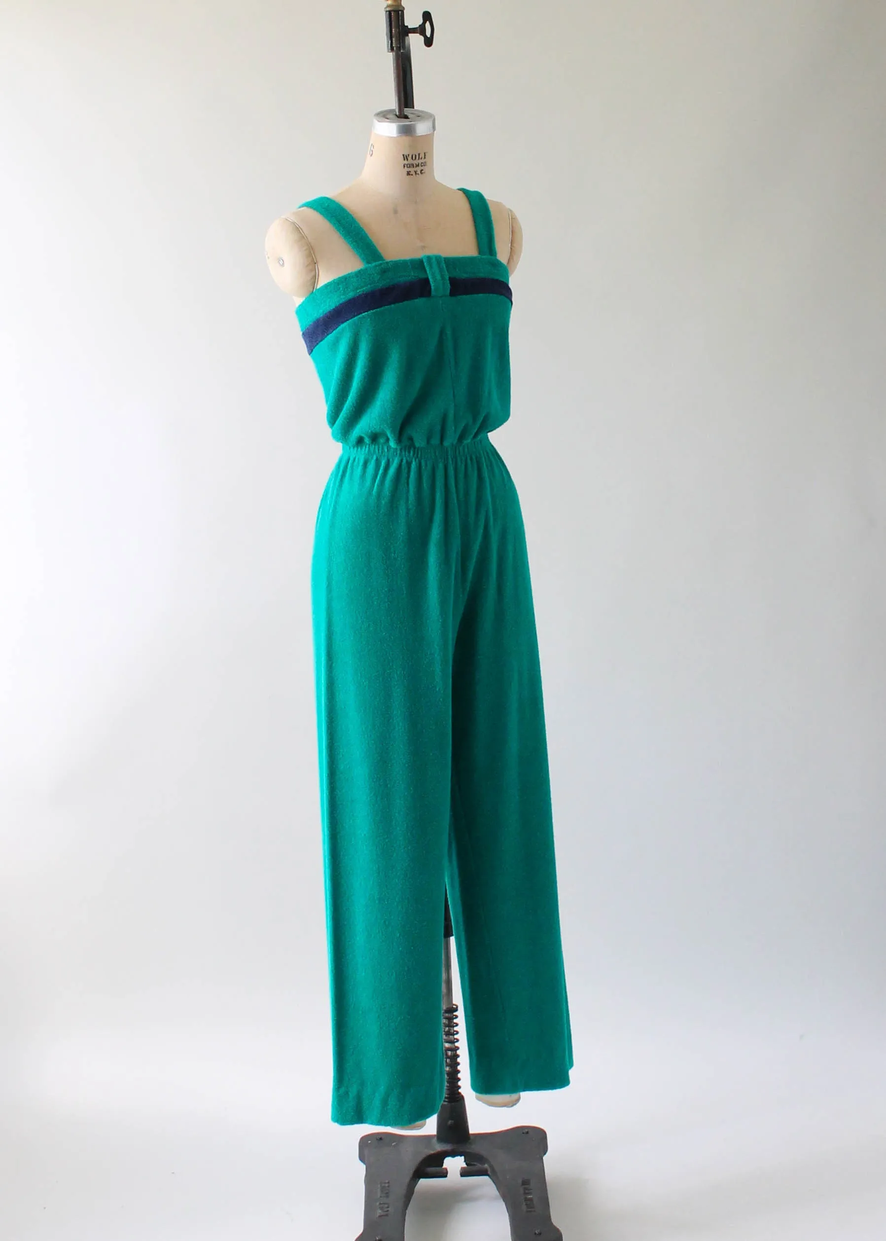 Vintage 1970s Green Terrycloth Jumpsuit