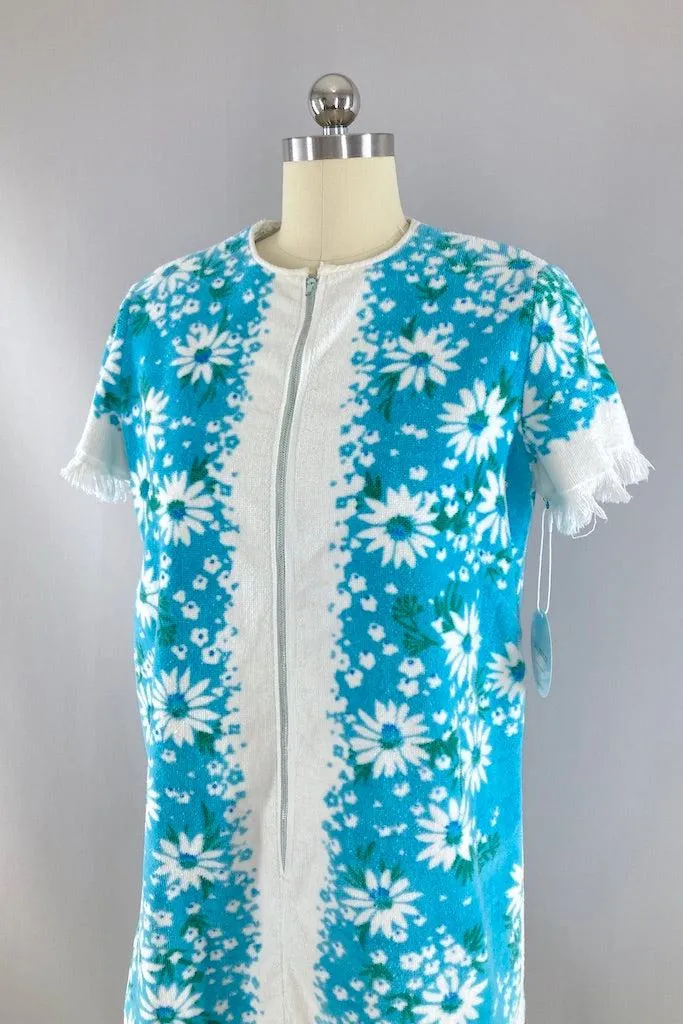Vintage Blue Terry Cloth Mini Dress
