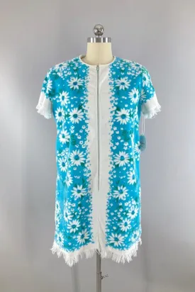 Vintage Blue Terry Cloth Mini Dress