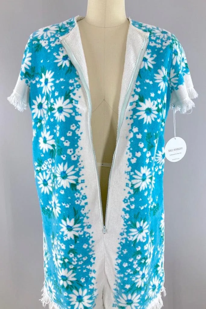 Vintage Blue Terry Cloth Mini Dress
