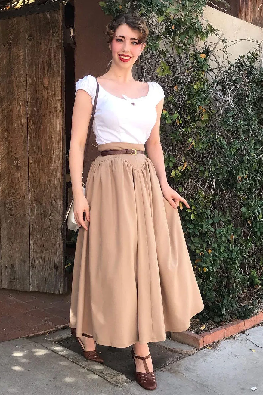 Vintage Inspired Pleated Maxi Skirt 3416