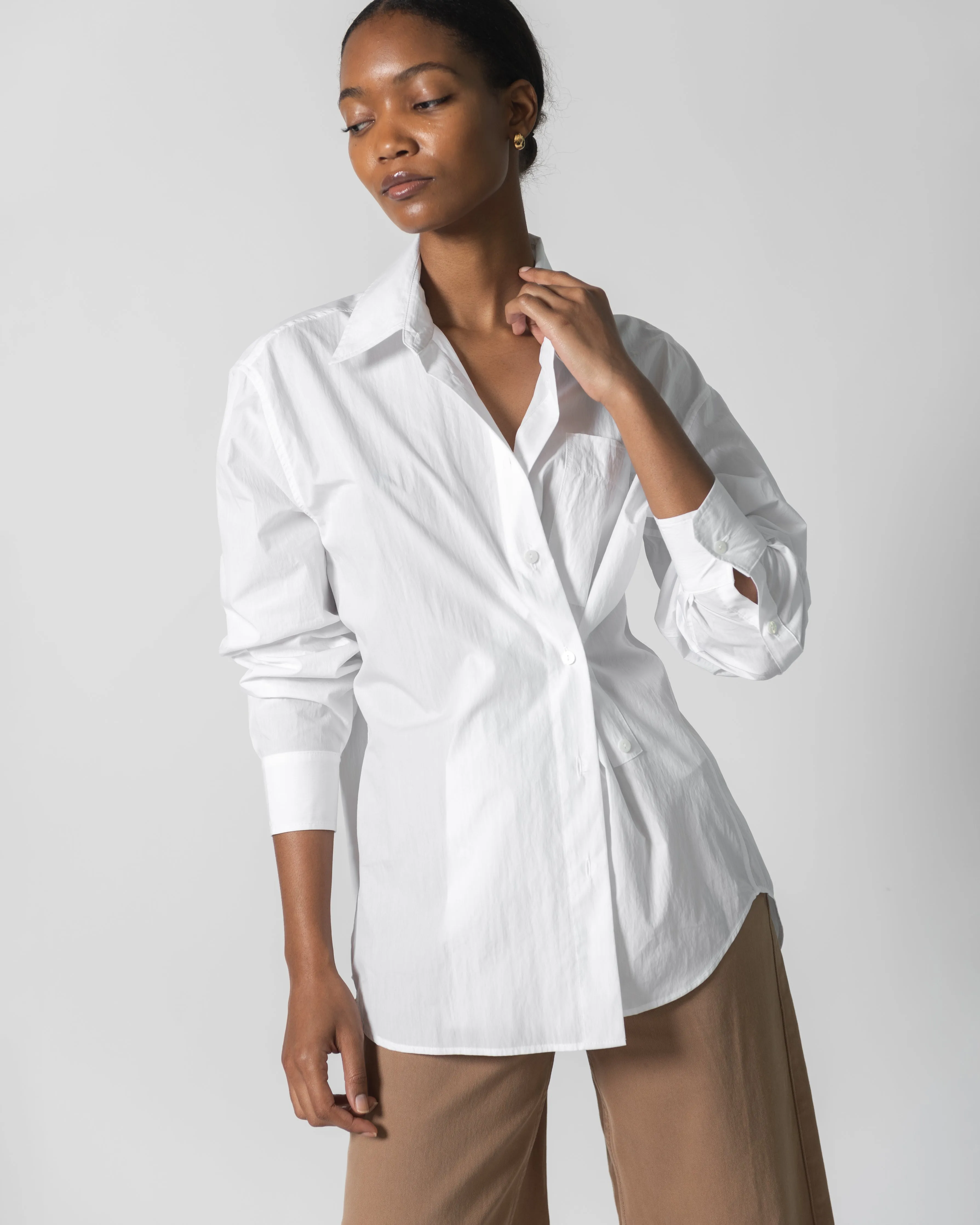 White Oversized Cotton Button Down Shirt