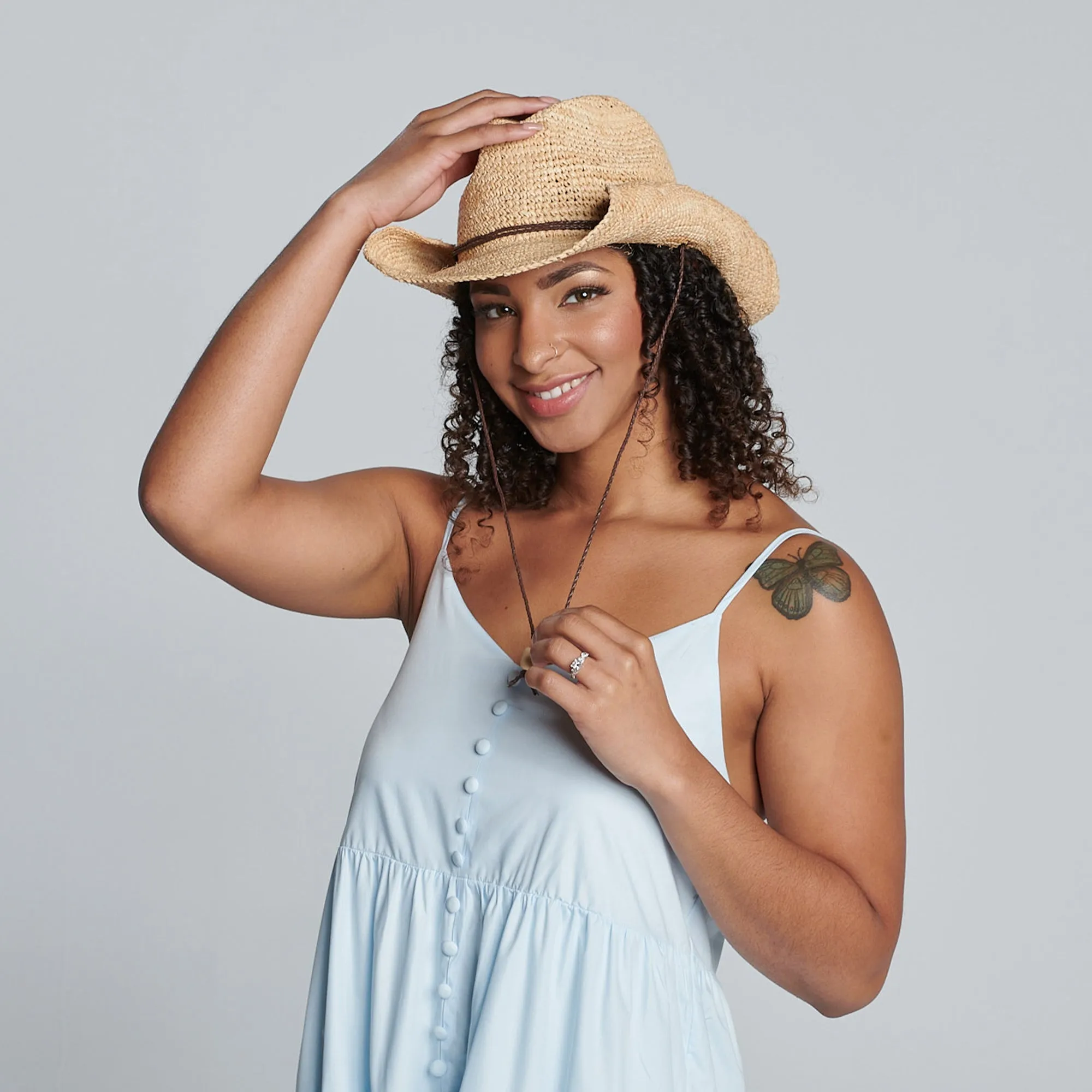 Women's Crocheted Raffia Cowboy Hat