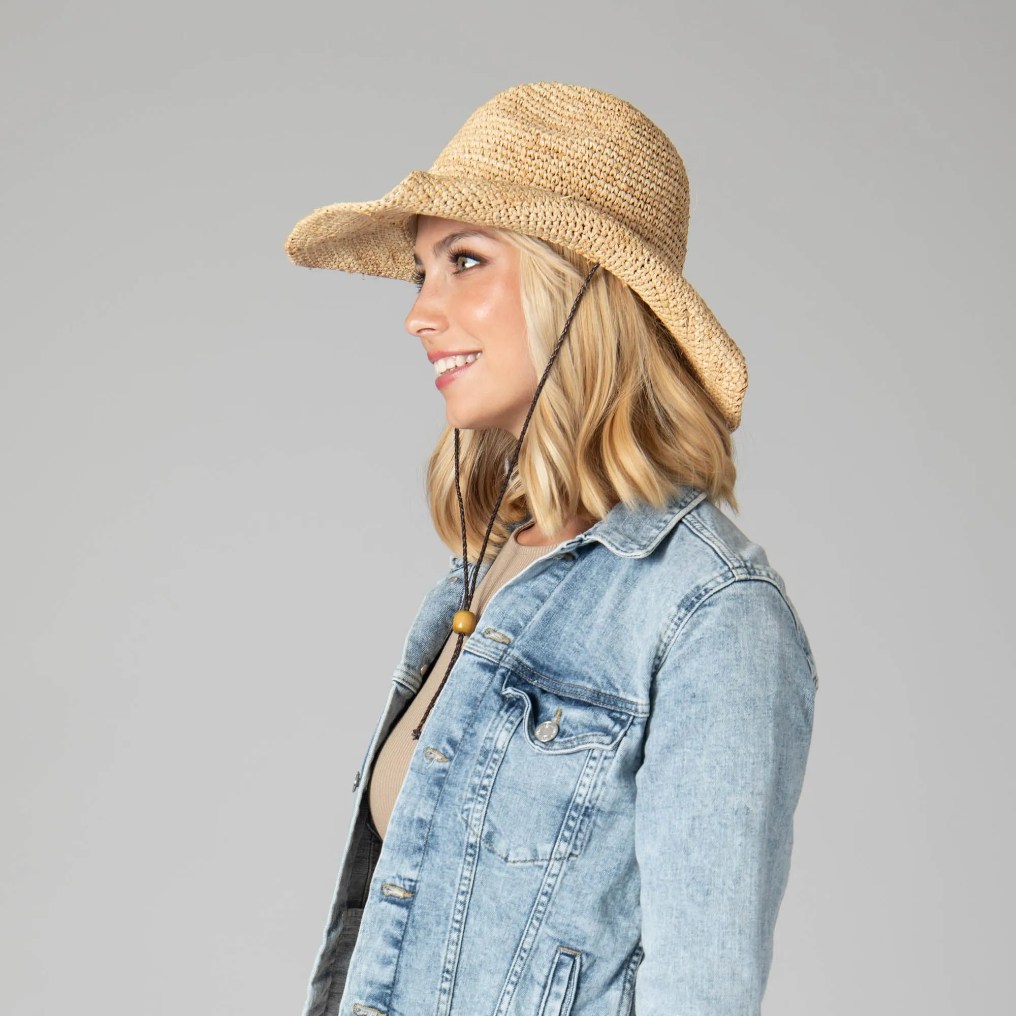 Women's Crocheted Raffia Cowboy Hat