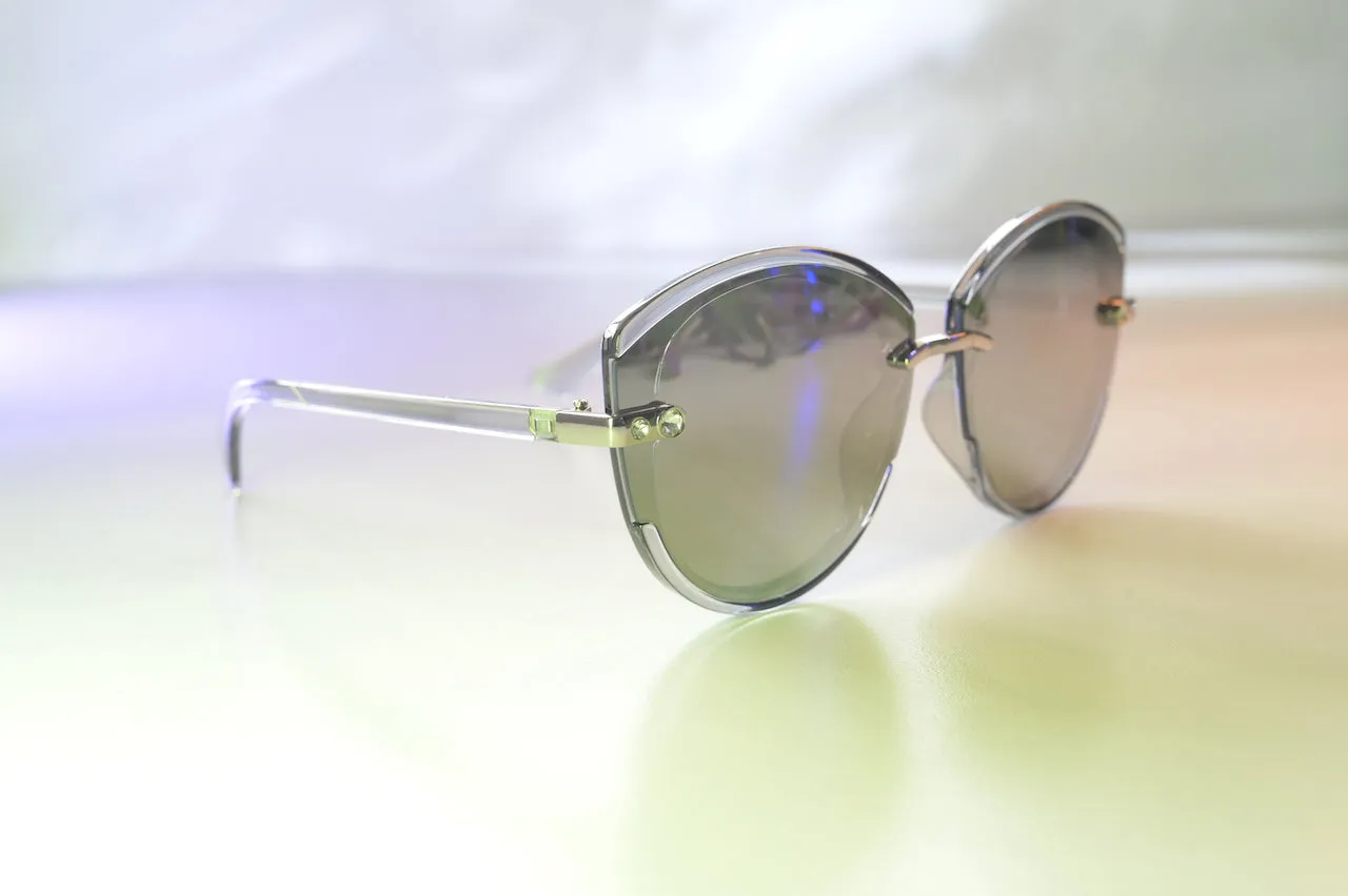 Women's Rhinestone Detail Round Sunglasses