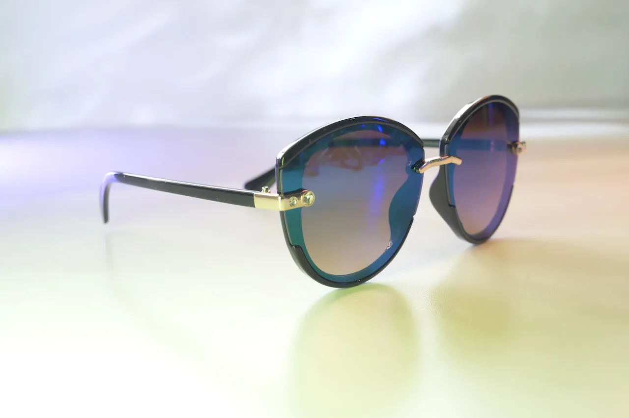 Women's Rhinestone Detail Round Sunglasses