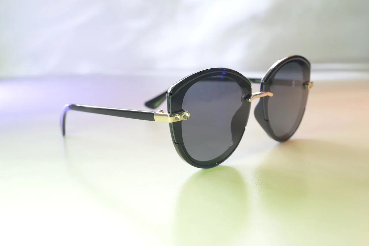 Women's Rhinestone Detail Round Sunglasses