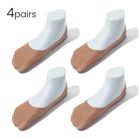 Youth No Show Socks | Mid-cut | Silky Smooth Nylon & Cotton 4 Pairs | Non-slip Guaranteed (Discontinued)