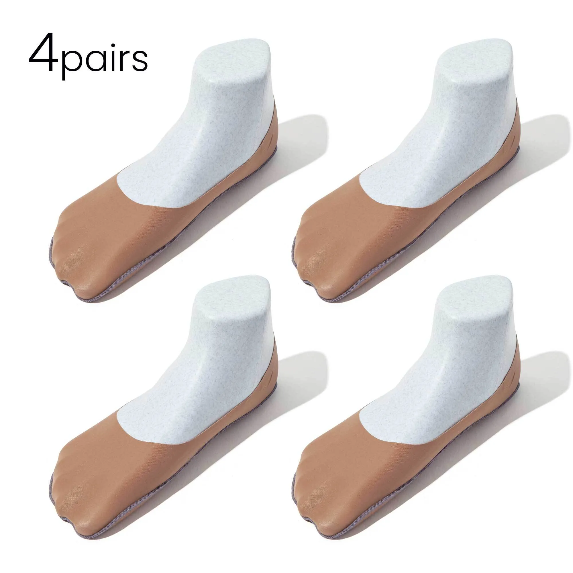 Youth No Show Socks | Mid-cut | Silky Smooth Nylon & Cotton 4 Pairs | Non-slip Guaranteed (Discontinued)